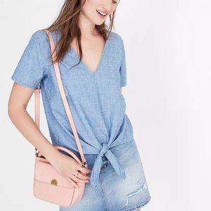 Madewell Chambray Novel Tie-Front Top - Small